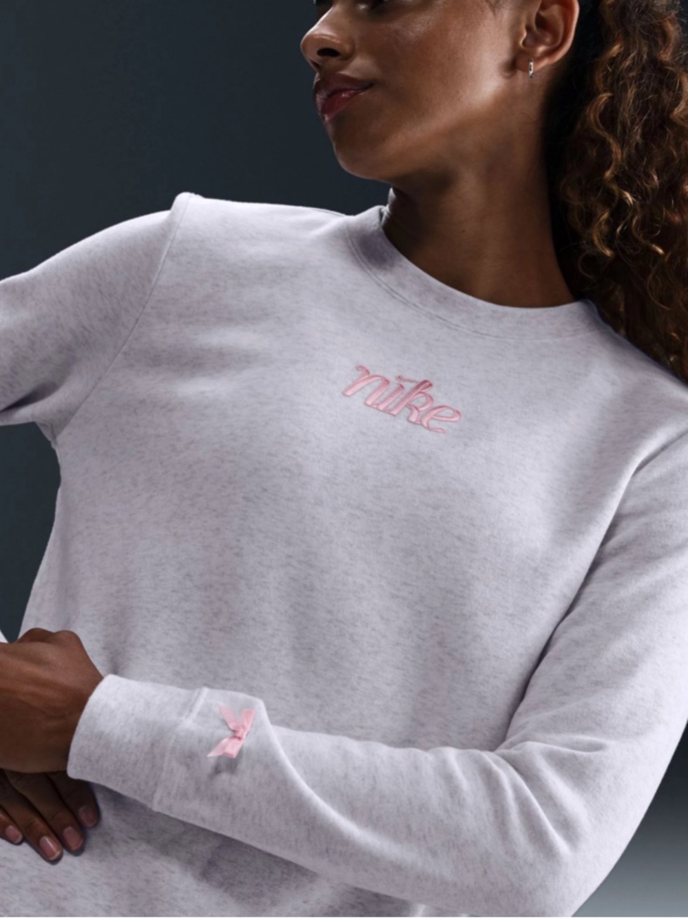 Nike Light Heather Gray Bow Crewneck Sweatshirt
